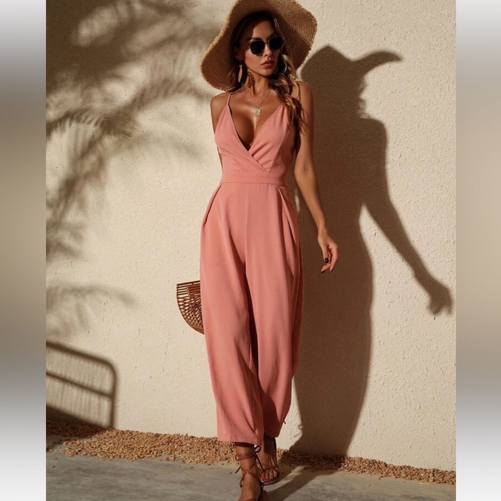 Backless Tie Cami Jumpsuit